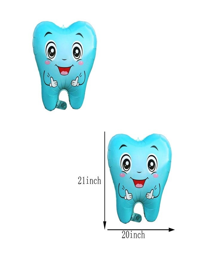 OHLIGEI 5PCS Blue Tooth Shaped Foil Balloons Teeth Mylar Balloons Tooth Inflatable Balloons for Tooth Themed Birthday Party Decorations Blue - Image 3
